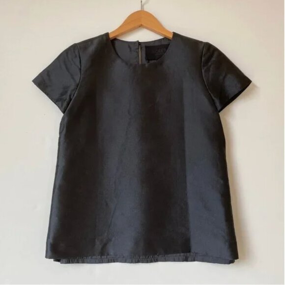 J. Crew Collection Wool-silk Twill Top Shirt Grey 6 - Picture 8 of 8